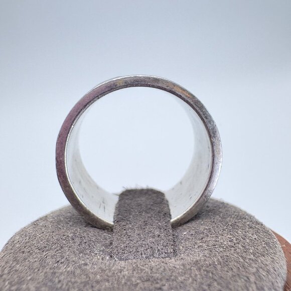 VTG Solid Sterling Silver 925 Interlocking Design Cigar Band Ring Size 10.5 - Picture 5 of 9